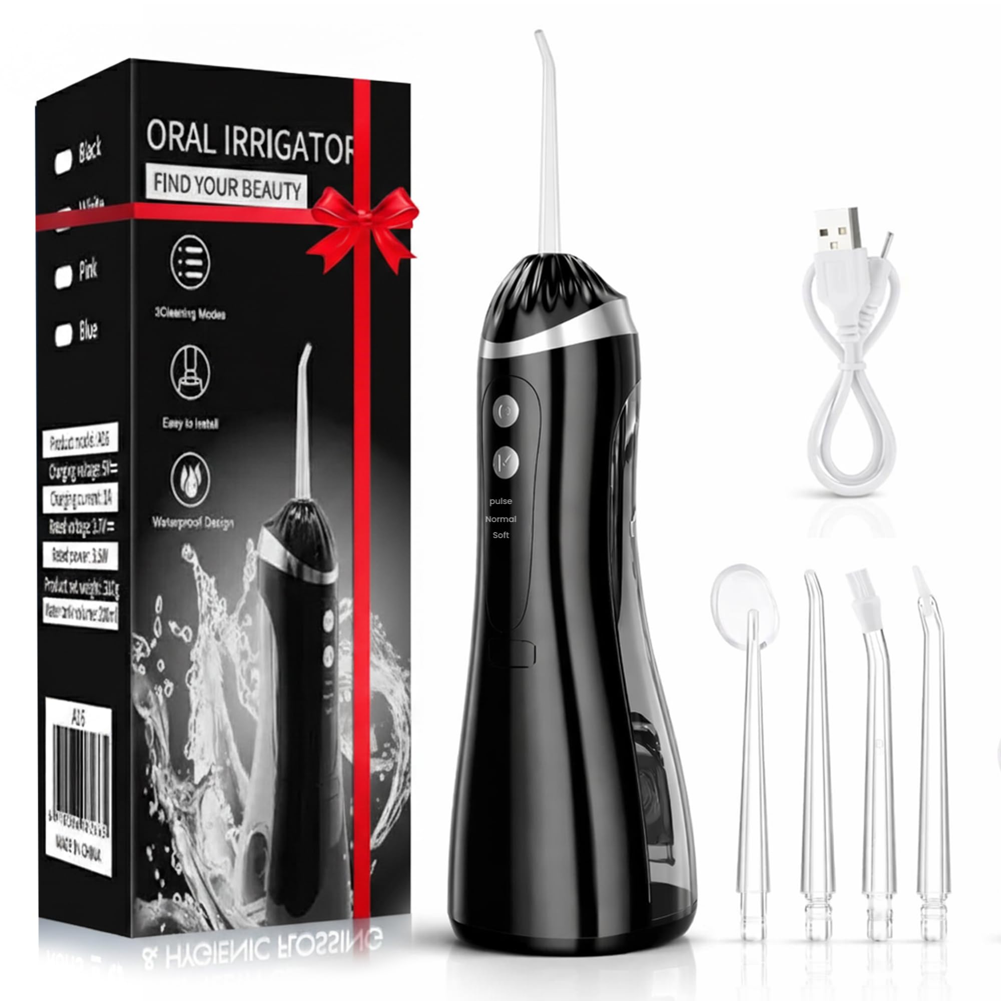 Hamidmeer Advanced Water Flosser | Oral Irrigator for Braces, Gum Care & Deep Cleaning - 335ml, IPX7 Waterproof & BPA-Free | Cordless Dental Cleaner with 3 Modes & 4 Nozzles