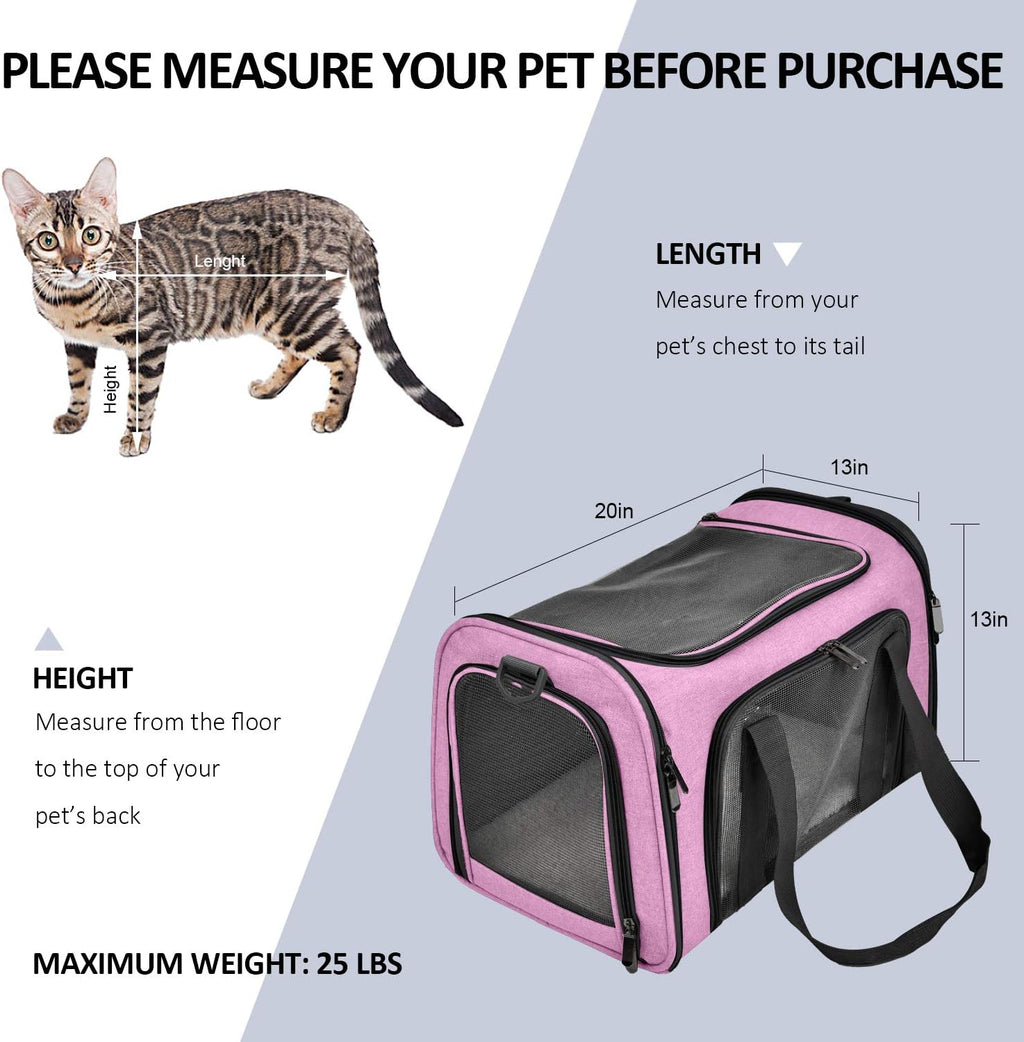 Henkelion Pet Carrier for Cats and Dogs – TSA Approved, Foldable, Soft-Sided, Up to 15 lbs – Black