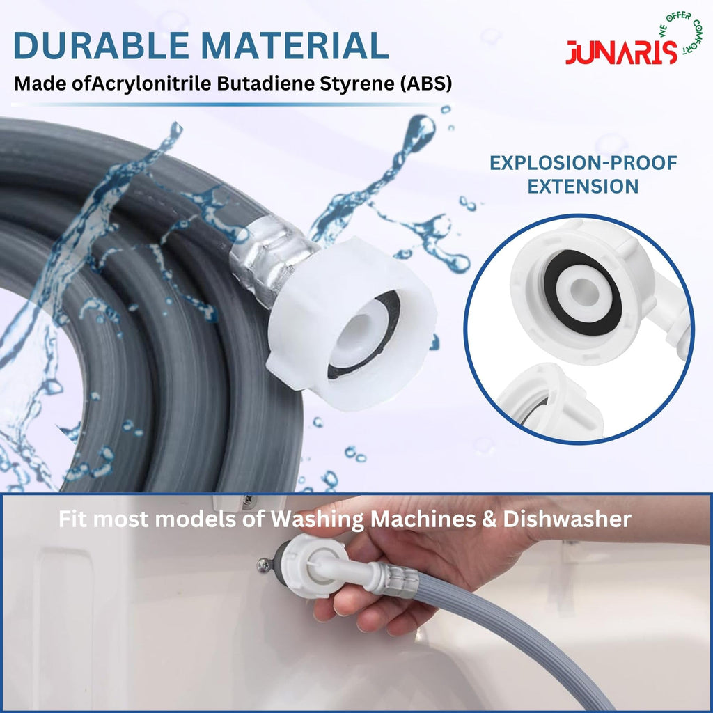 JUNARIS Universal Washing Machine & Dishwasher Inlet Hose - Cold & Hot Water Fill Pipe with 90° Flexible Elbow, Explosion-Proof Inlet Pipe (3 Meters)