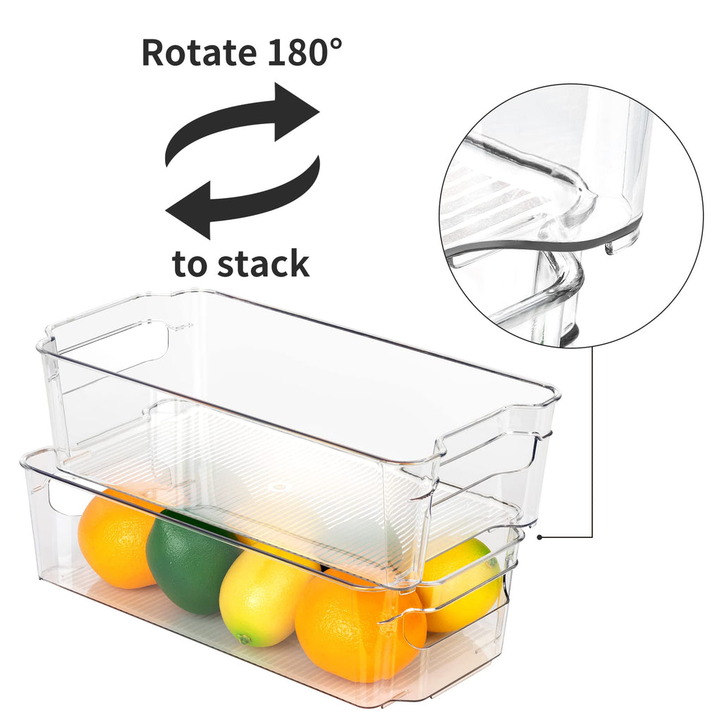 FiTopMart 8-Pack Stackable Fridge & Cabinet Organizer Bins - Clear BPA-Free Plastic Storage Boxes for Refrigerator, Kitchen Shelves & Pantry