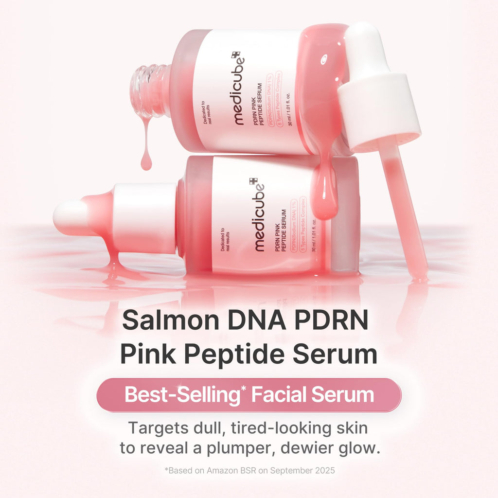 Medicube Pink Peptide PDRN Serum 1% – Pink Glow, Niacinamide, Moisturizing & Plumping, Korean Skincare 30ml (Salmon DNA PDRN)