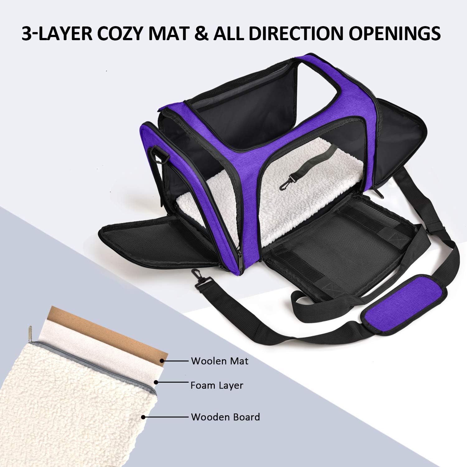 Henkelion Pet Carrier for Cats and Dogs – TSA Approved, Foldable, Soft-Sided, Up to 15 lbs – Black