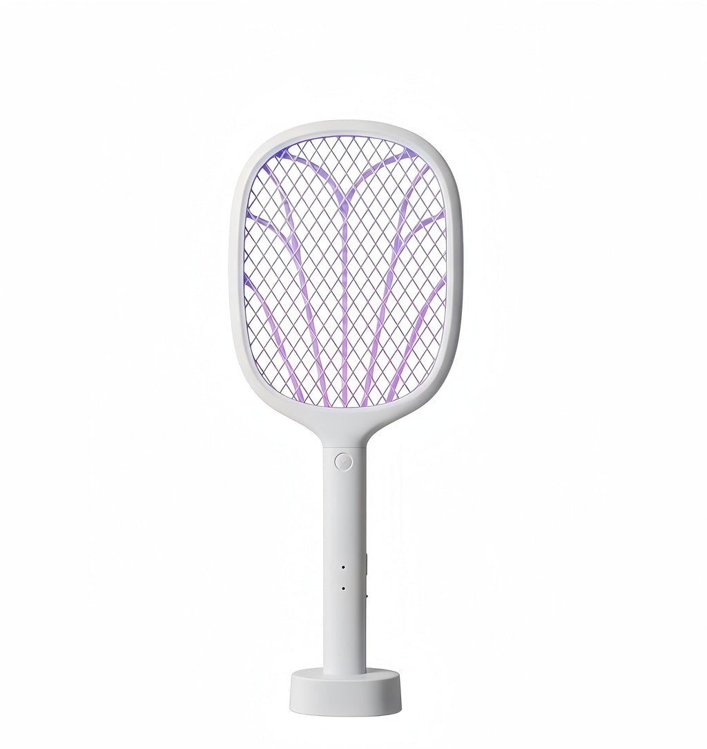 Electric Mosquito Killer Fly Swatter Bat, Standable Bug Zapper, Rechargeable Insect Killer,with Purple Mosquito Light Rechargeable Base for Indoor and Outdoor Home Office