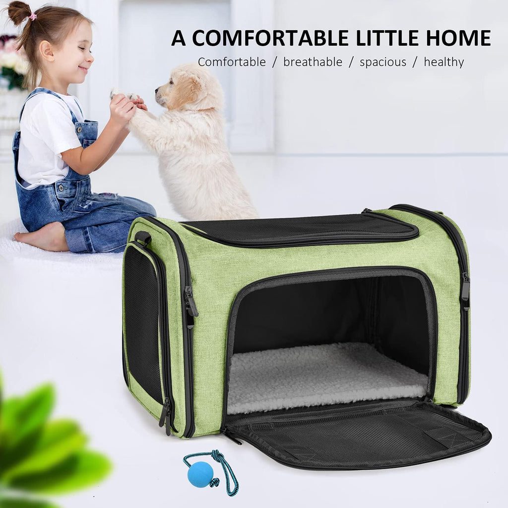 Henkelion Pet Carrier for Cats and Dogs – TSA Approved, Foldable, Soft-Sided, Up to 15 lbs – Black