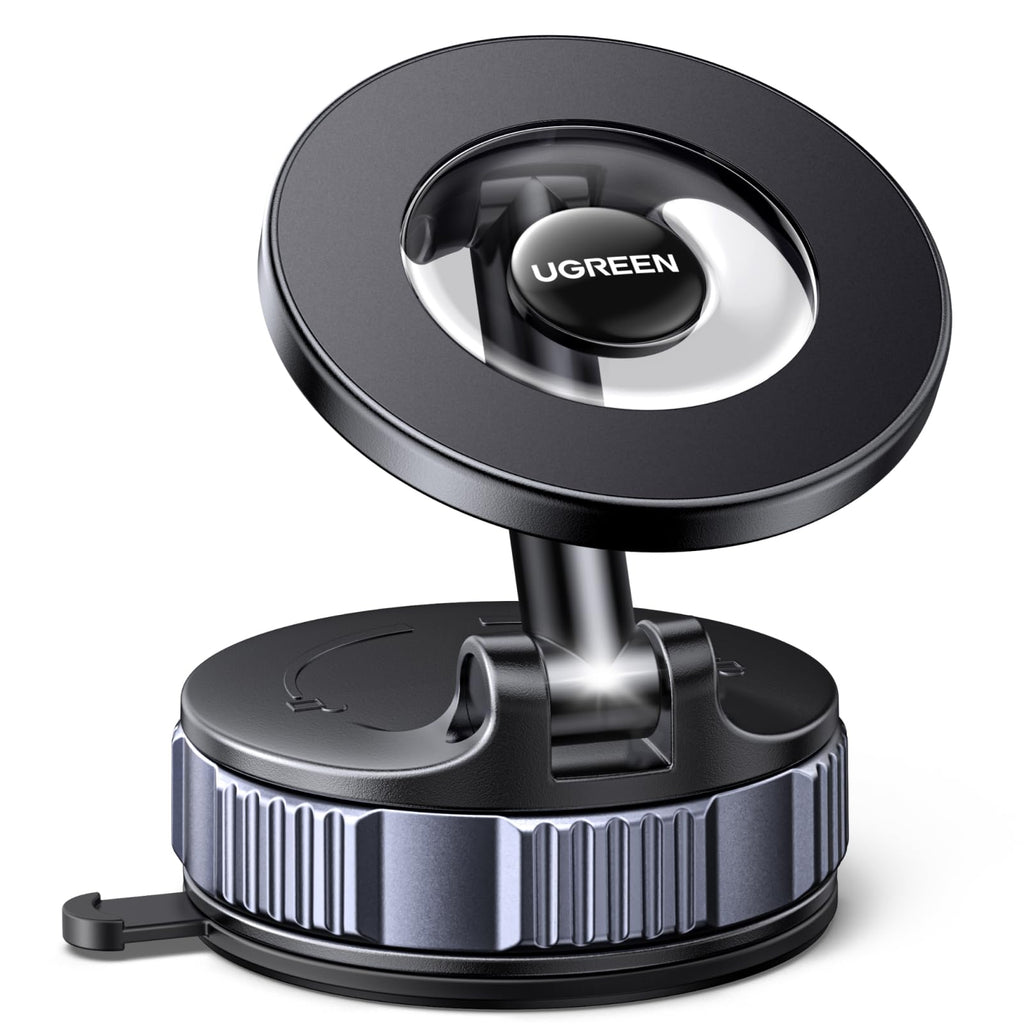 Ugreen MagSafe Car Phone Holder – 3600gf Strong Magnetic Mount, Vacuum Suction Base, 360° Rotating Metal Arm, Compatible with iPhone 17/16/15 & Android