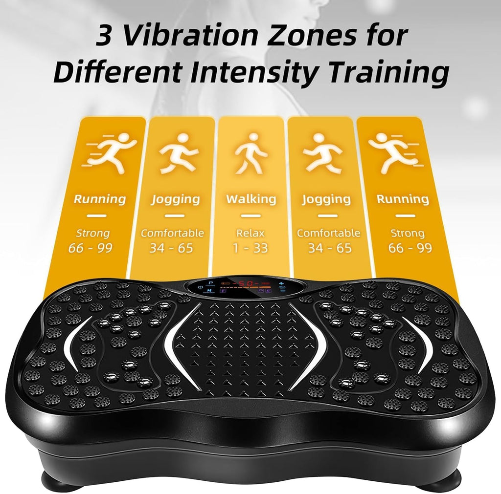 EVOLAND Vibration Plates, Vibration Fitness Exercise Machine for Home Use, with Bluetooth Speaker, 5 Program Modes, 2 Resistance Bands, Vibration Fitness Trainer, 330lb Max Load (B)