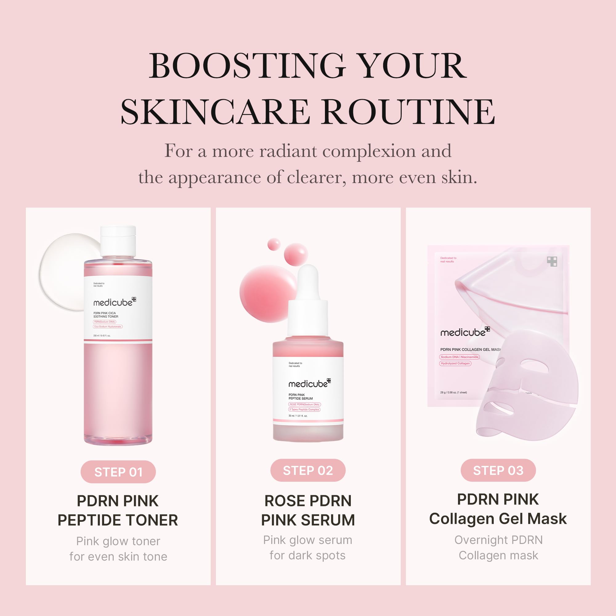 medicube Salmon DNA PDRN Pink CICA Soothing Toner I Pink Glow Toner for Skin Boosting, Soothing and Calming, Uneven Skin Tone, Peptide & Niacinamide, Korean Skin Care (250ml / 8.45 fl. oz.)