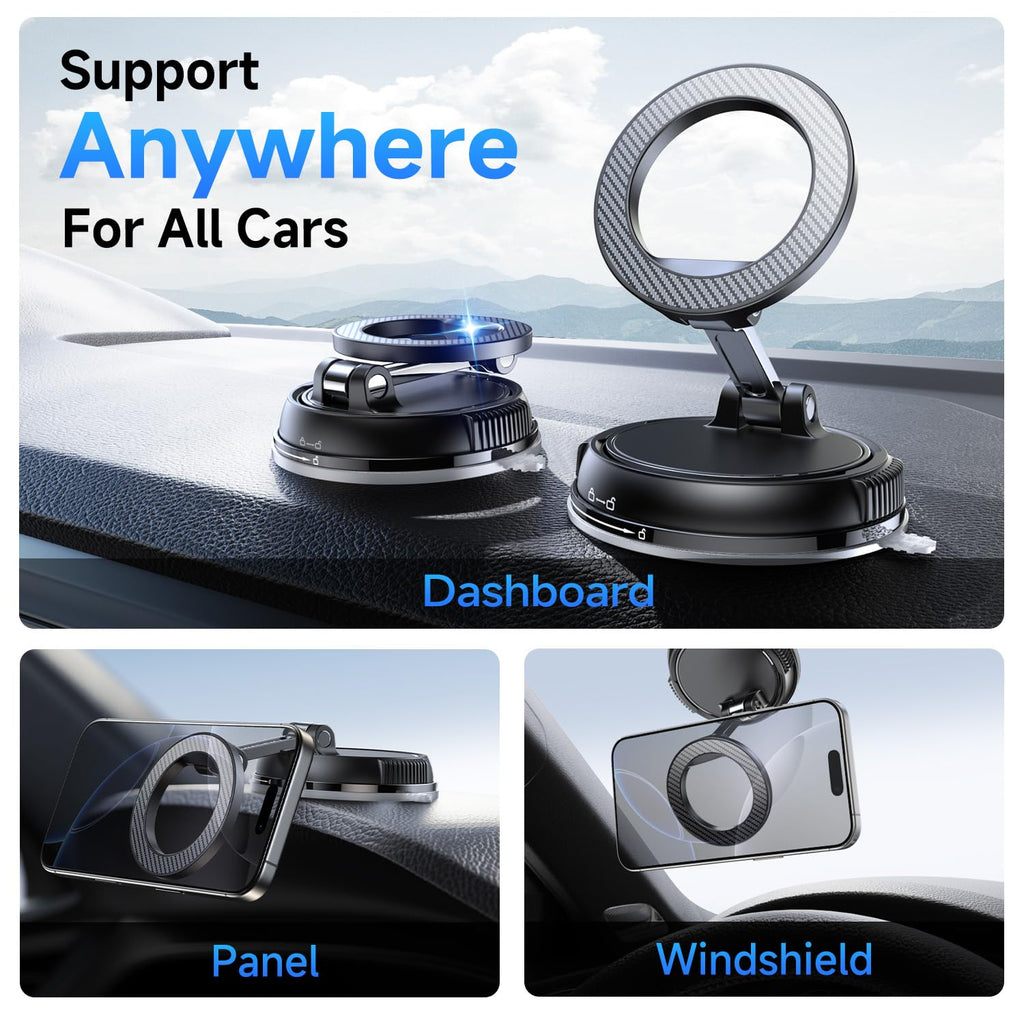 ANDERY Car Phone Holder for Magsafe [78+LBS Strongest Suction & 2400gf Magnetic] 360° Adjustable Car Phone Mount, Phone Holders for Your Car for iPhone 17-12 Pro Max Plus Air, Carbon Fiber