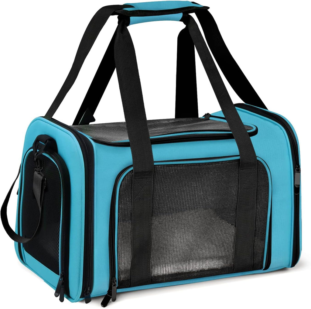 Henkelion Pet Carrier for Cats and Dogs – TSA Approved, Foldable, Soft-Sided, Up to 15 lbs – Black