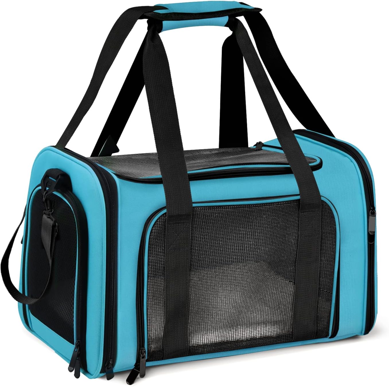 Henkelion Pet Carrier for Cats and Dogs – TSA Approved, Foldable, Soft-Sided, Up to 15 lbs – Black
