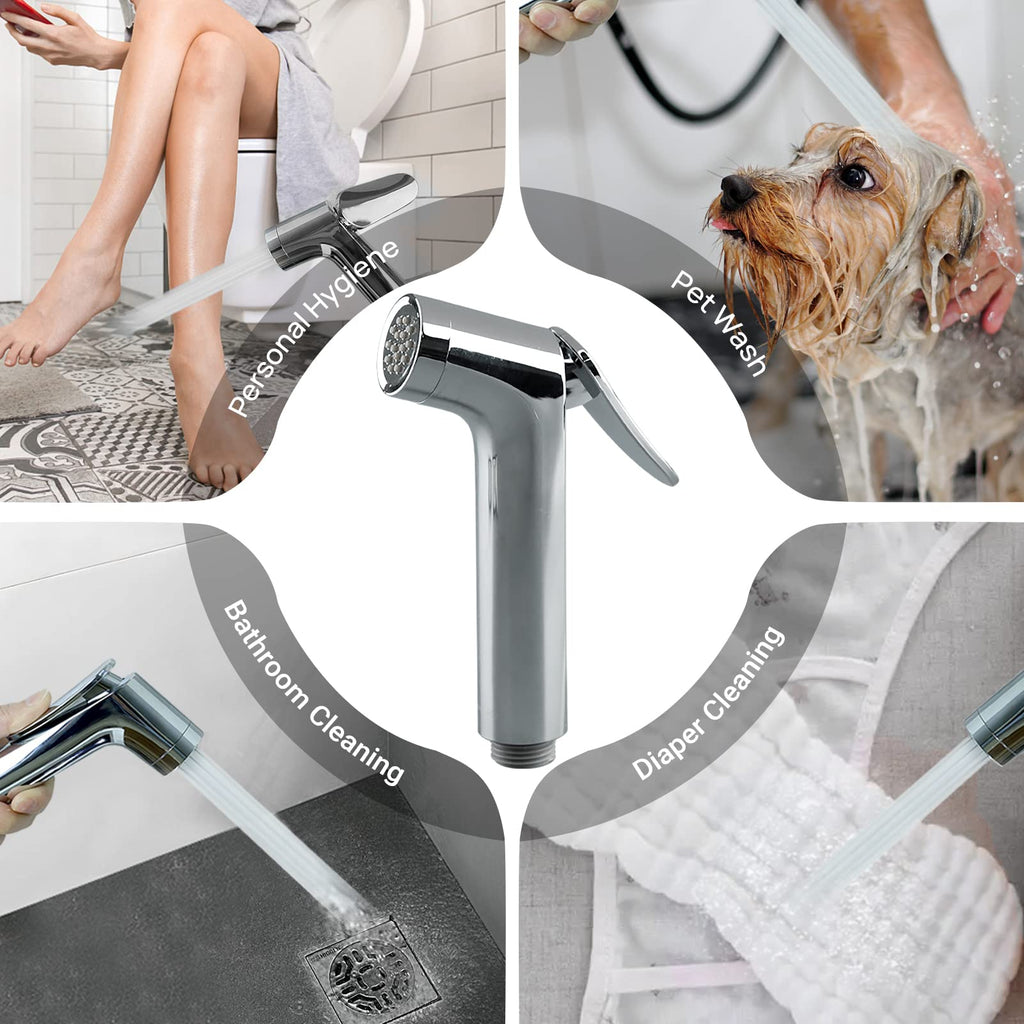 JOMOO Shattaf Set - Bidet Sprayer for Toilet with 47" Stainless Steel Hose | Wall Mounted Handheld Bathroom Spray for Personal Hygiene | Chrome