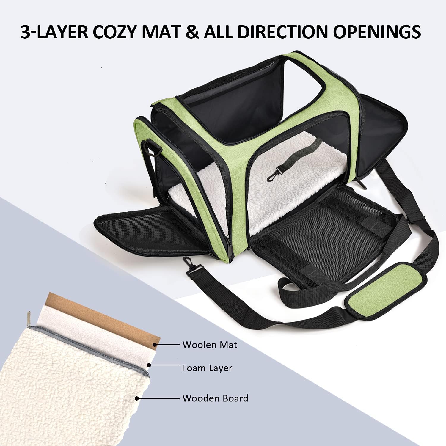 Henkelion Pet Carrier for Cats and Dogs – TSA Approved, Foldable, Soft-Sided, Up to 15 lbs – Black