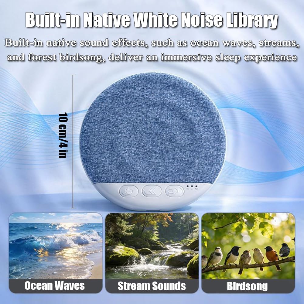 Bluetooth Sleep Pillow Speaker 2026 – Portable Under-Pillow Speaker with White Noise Timer, Wireless Sleep Aid with Stereo Sound for Kids & Adults (Blue)