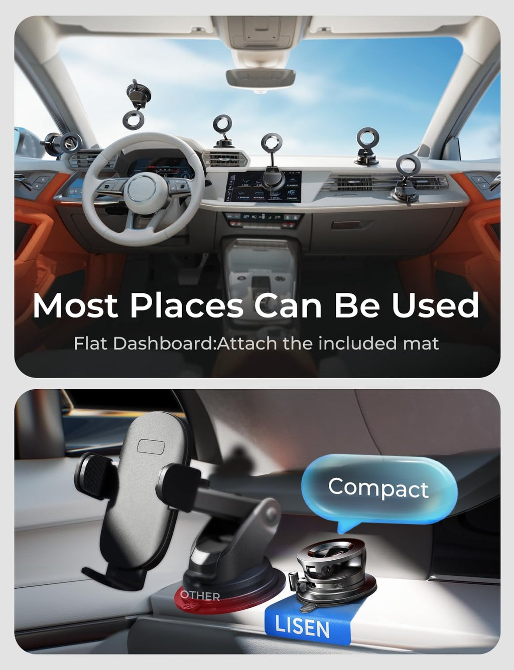 Lisen MagSafe Magnetic Car Phone Holder 2026 – Strong Suction Cup, 360° Metal Arm, Gift for Men, Compatible with iPhone 17/16/15/14/13 Pro Max & Android