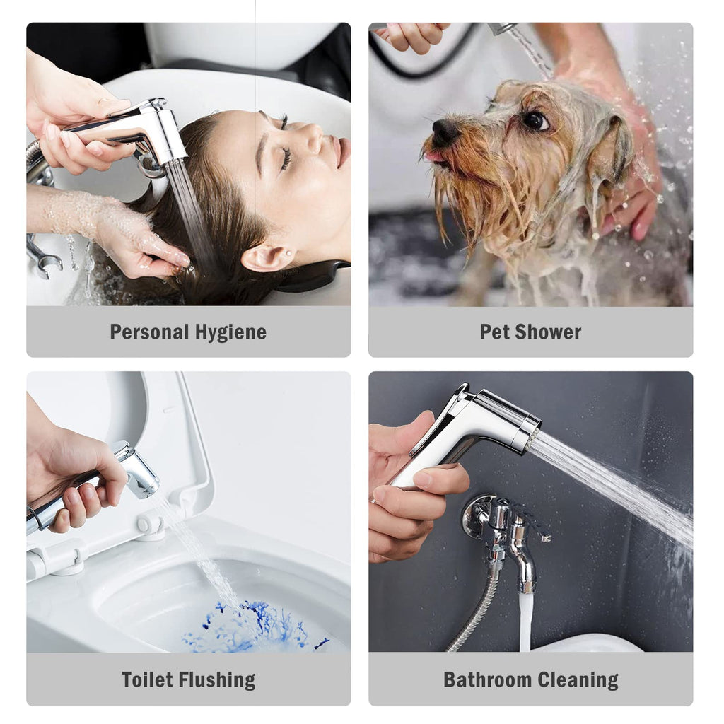 JOMOO Shattaf Set - Bidet Sprayer for Toilet with 47" Stainless Steel Hose | Wall Mounted Handheld Bathroom Spray for Personal Hygiene | Chrome