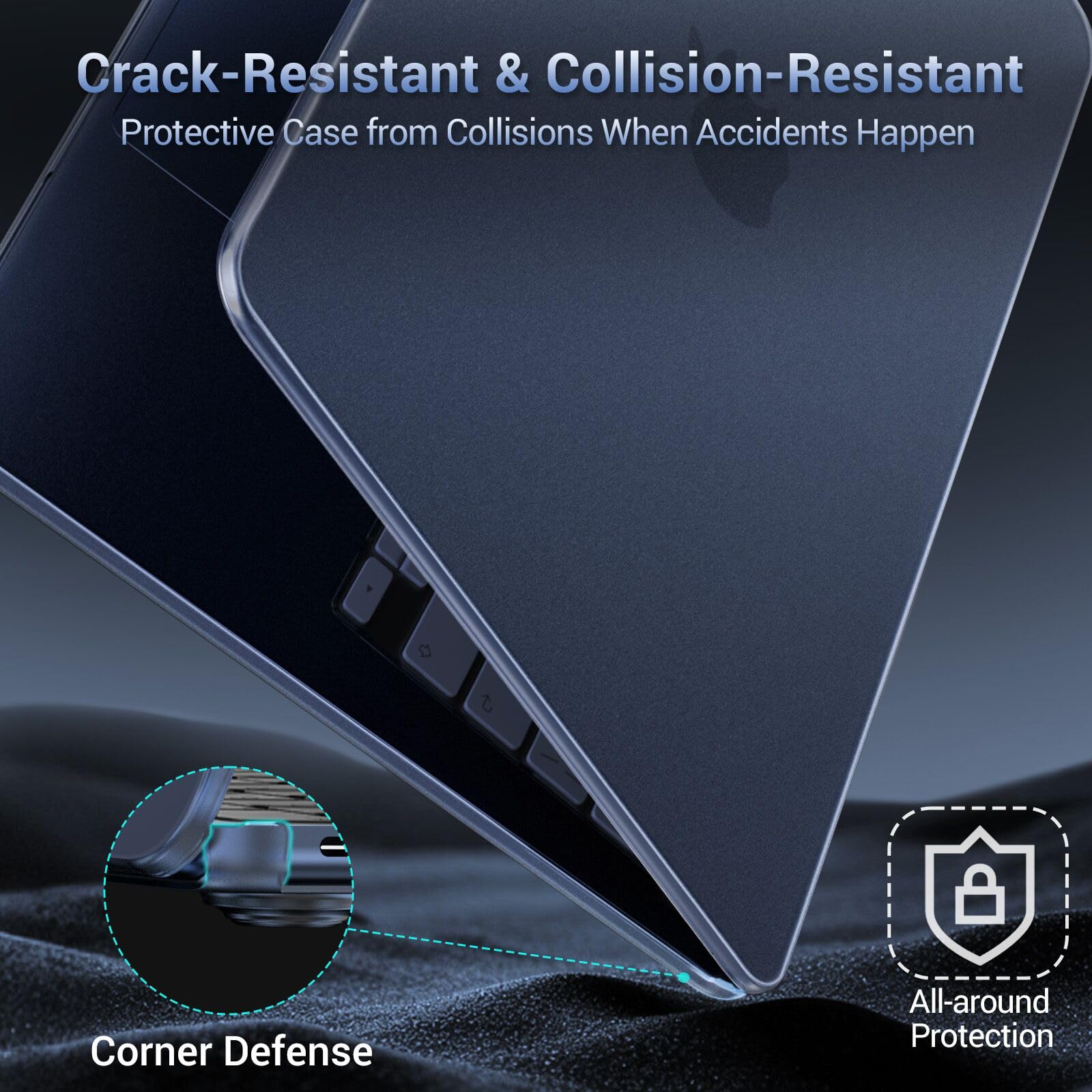 Musieso Case Compatible with MacBook New 13 Inch 2026 Model A3404 with A18 Pro Chip, 4-in-1 Bundle with Matte Finish, Smooth Snap & Fingerprint Resistant, Translucent Indigo Blue