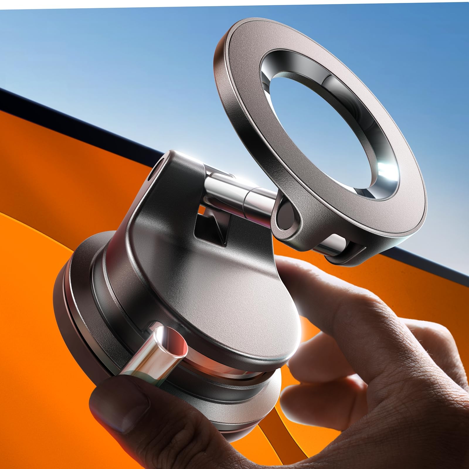Lisen MagSafe Magnetic Car Phone Holder 2026 – Strong Suction Cup, 360° Metal Arm, Gift for Men, Compatible with iPhone 17/16/15/14/13 Pro Max & Android