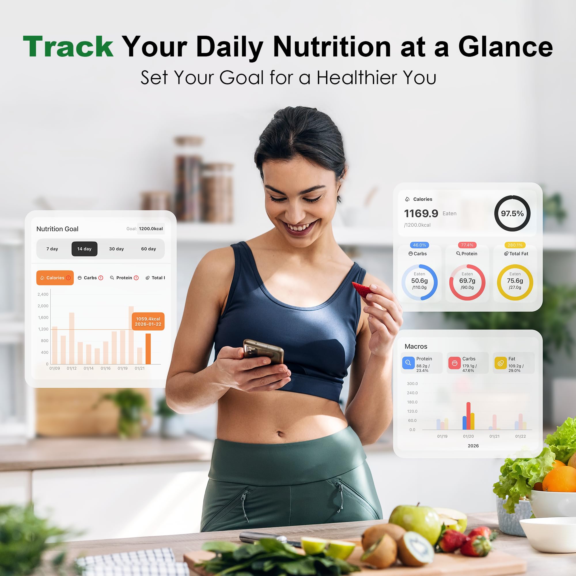 Ultrean Food Scale, Digital Kitchen Scale with LCD Display, Weight Grams and Ounces for Baking Cooking and Meal Prep, 6 Units with Tare Function, 304 Stainless Steel, 11lb (Batteries Included)