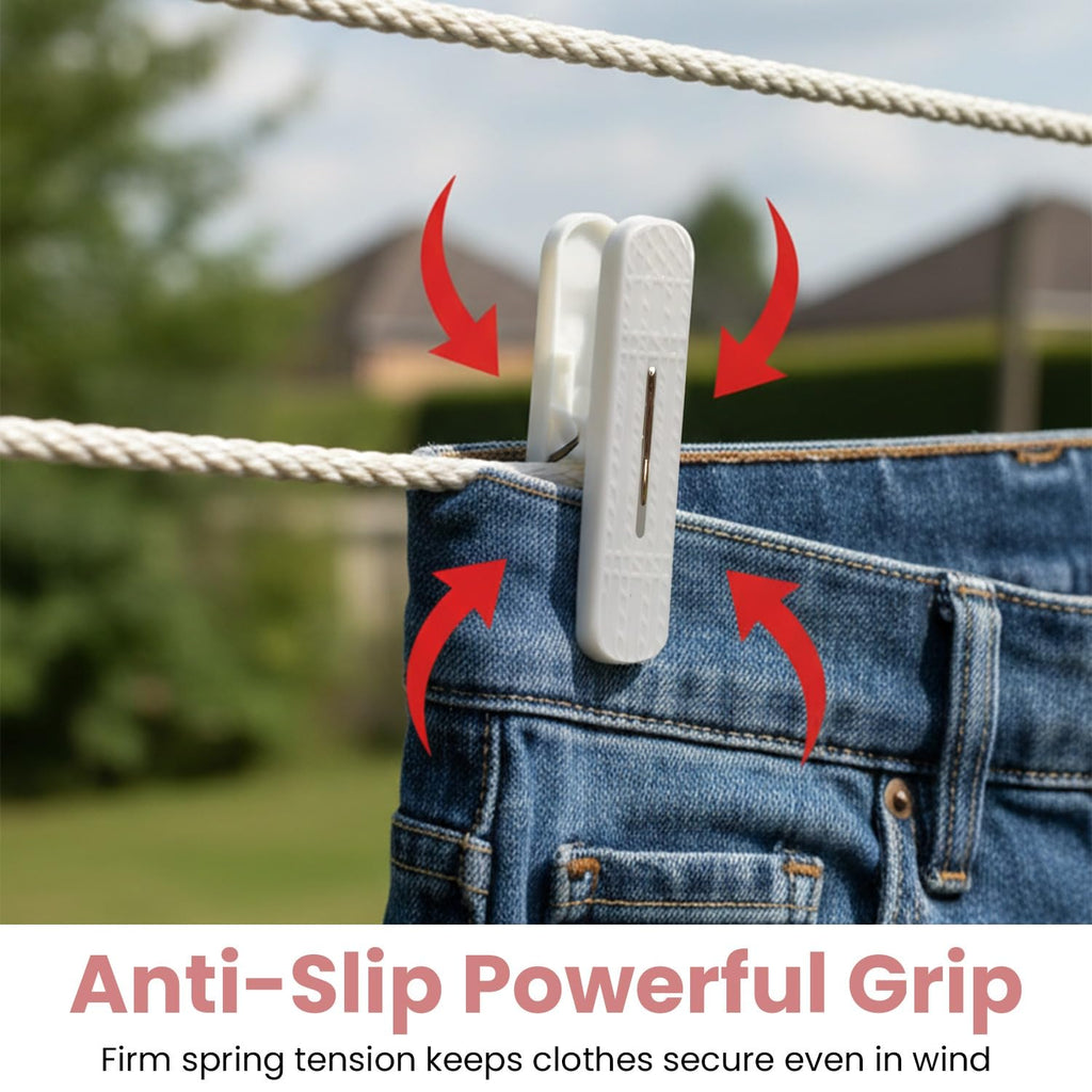 72-Piece Heavy Duty Clothes Pegs – Extra Large Windproof Laundry Clips with Non-Slip Rubber Grip – Strong Clothespins for Washing Lines, Drying Racks & Outdoor Use