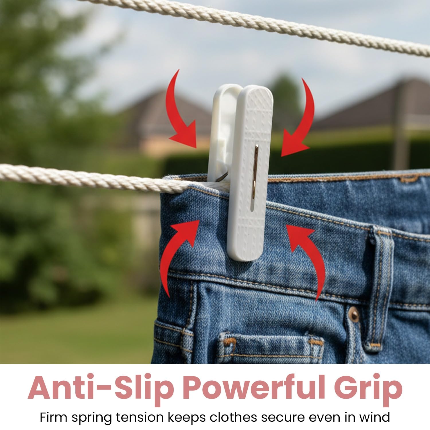 72-Piece Heavy Duty Clothes Pegs – Extra Large Windproof Laundry Clips with Non-Slip Rubber Grip – Strong Clothespins for Washing Lines, Drying Racks & Outdoor Use
