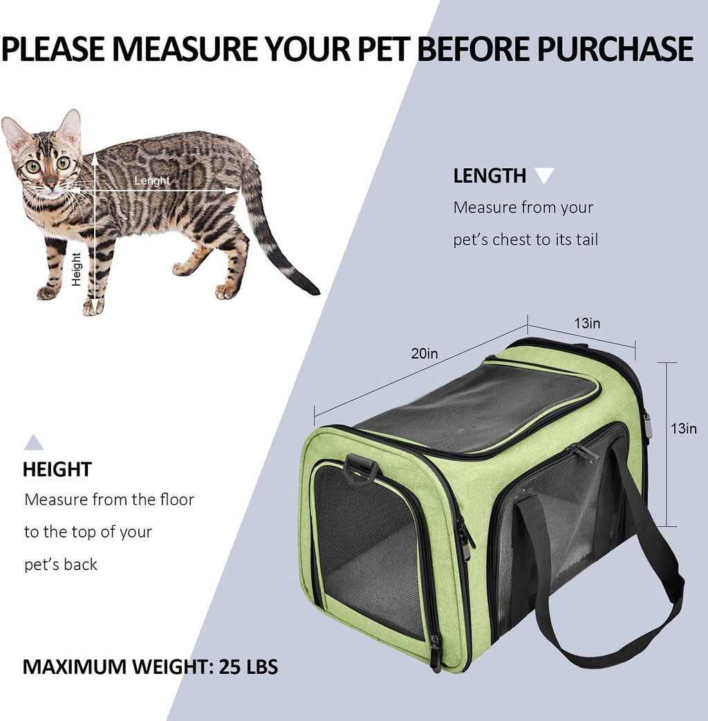 Henkelion Pet Carrier for Cats and Dogs – TSA Approved, Foldable, Soft-Sided, Up to 15 lbs – Black