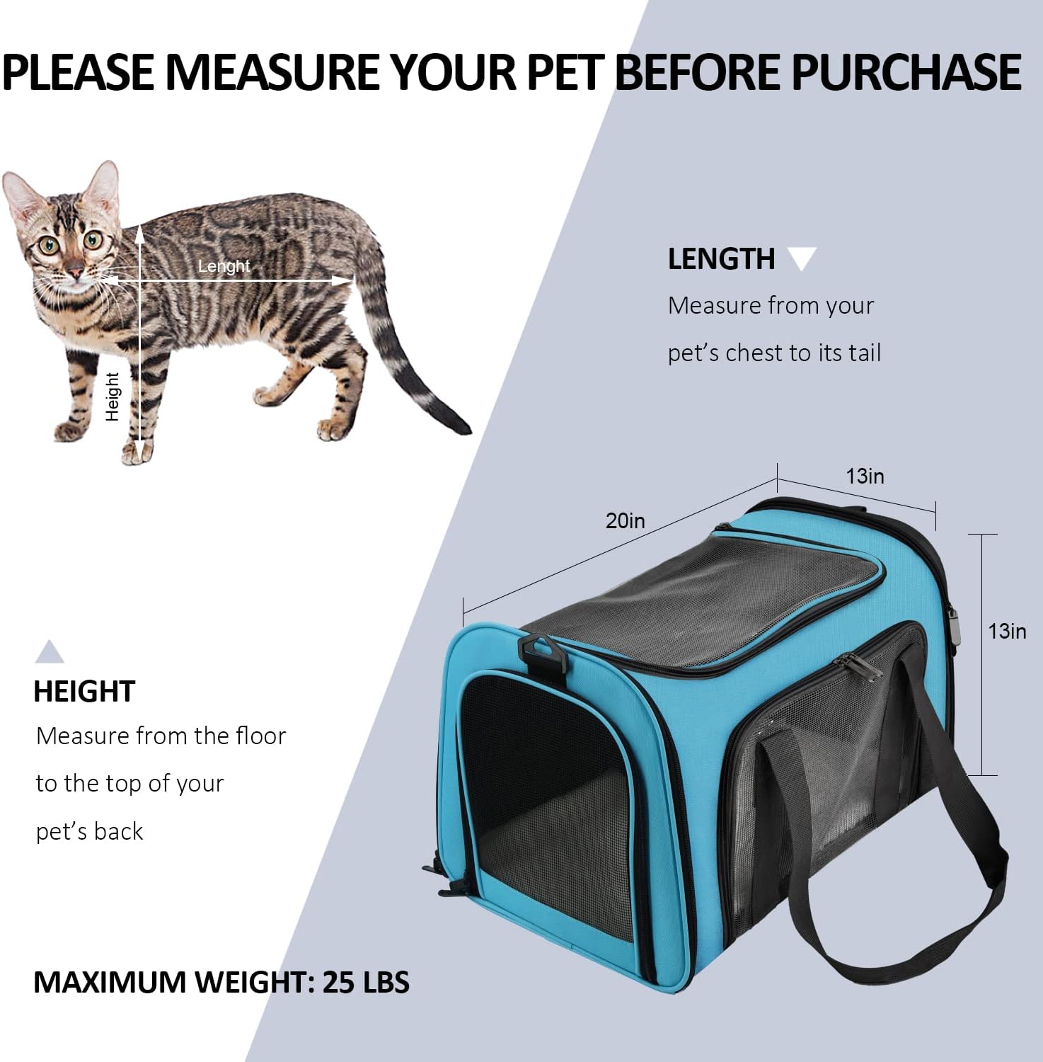 Henkelion Pet Carrier for Cats and Dogs – TSA Approved, Foldable, Soft-Sided, Up to 15 lbs – Black