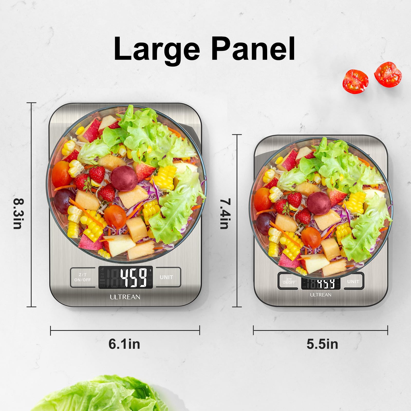 Ultrean Food Scale, Digital Kitchen Scale with LCD Display, Weight Grams and Ounces for Baking Cooking and Meal Prep, 6 Units with Tare Function, 304 Stainless Steel, 11lb (Batteries Included)