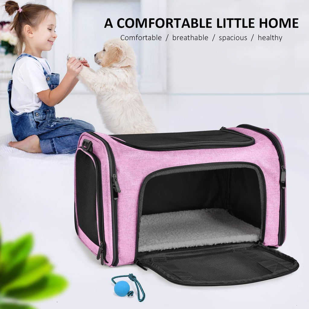 Henkelion Pet Carrier for Cats and Dogs – TSA Approved, Foldable, Soft-Sided, Up to 15 lbs – Black