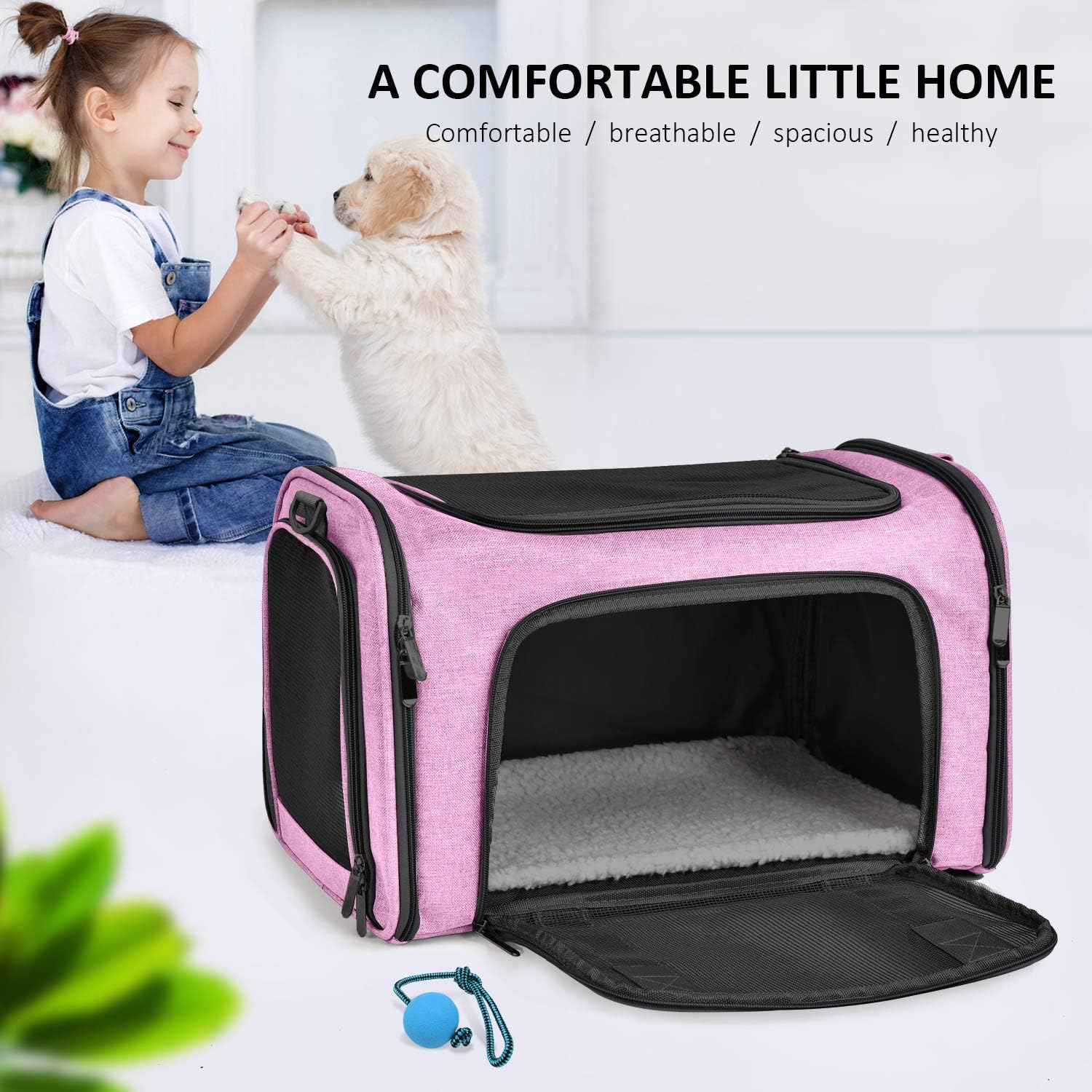 Henkelion Pet Carrier for Cats and Dogs – TSA Approved, Foldable, Soft-Sided, Up to 15 lbs – Black