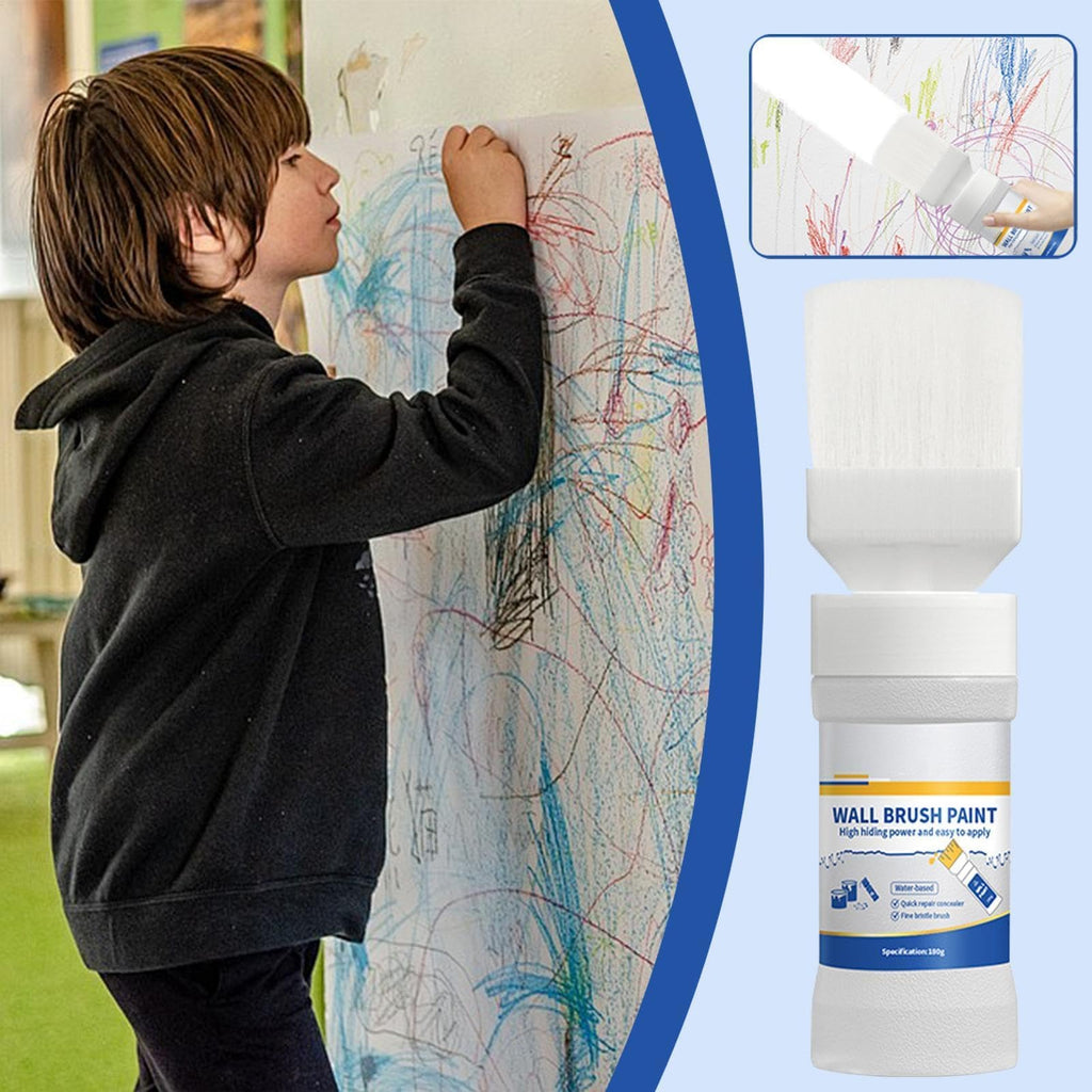 Sioussy Wall Repair Paint for Stains and Cracks, White Latex Paint 180g with Built-in Rotating Brush, Fast-Drying Water-Based Formula for Walls, Ceilings, Furniture, and Baseboards