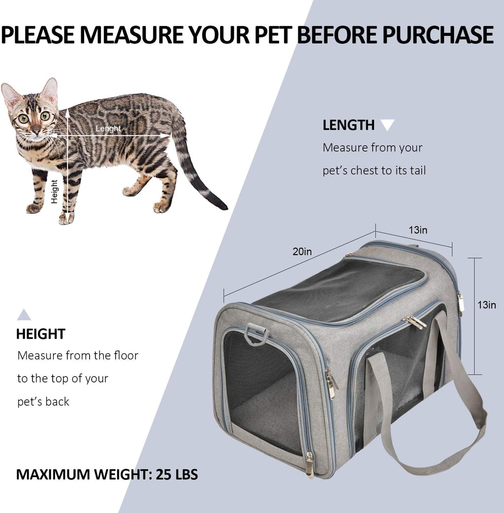 Henkelion Pet Carrier for Cats and Dogs – TSA Approved, Foldable, Soft-Sided, Up to 15 lbs – Black