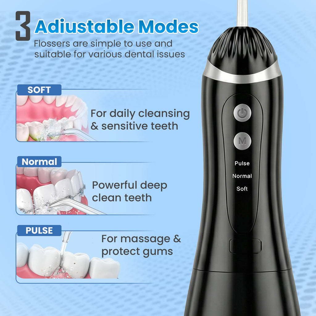 Hamidmeer Advanced Water Flosser | Oral Irrigator for Braces, Gum Care & Deep Cleaning - 335ml, IPX7 Waterproof & BPA-Free | Cordless Dental Cleaner with 3 Modes & 4 Nozzles
