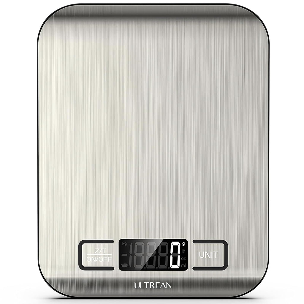 Ultrean Food Scale, Digital Kitchen Scale with LCD Display, Weight Grams and Ounces for Baking Cooking and Meal Prep, 6 Units with Tare Function, 304 Stainless Steel, 11lb (Batteries Included)
