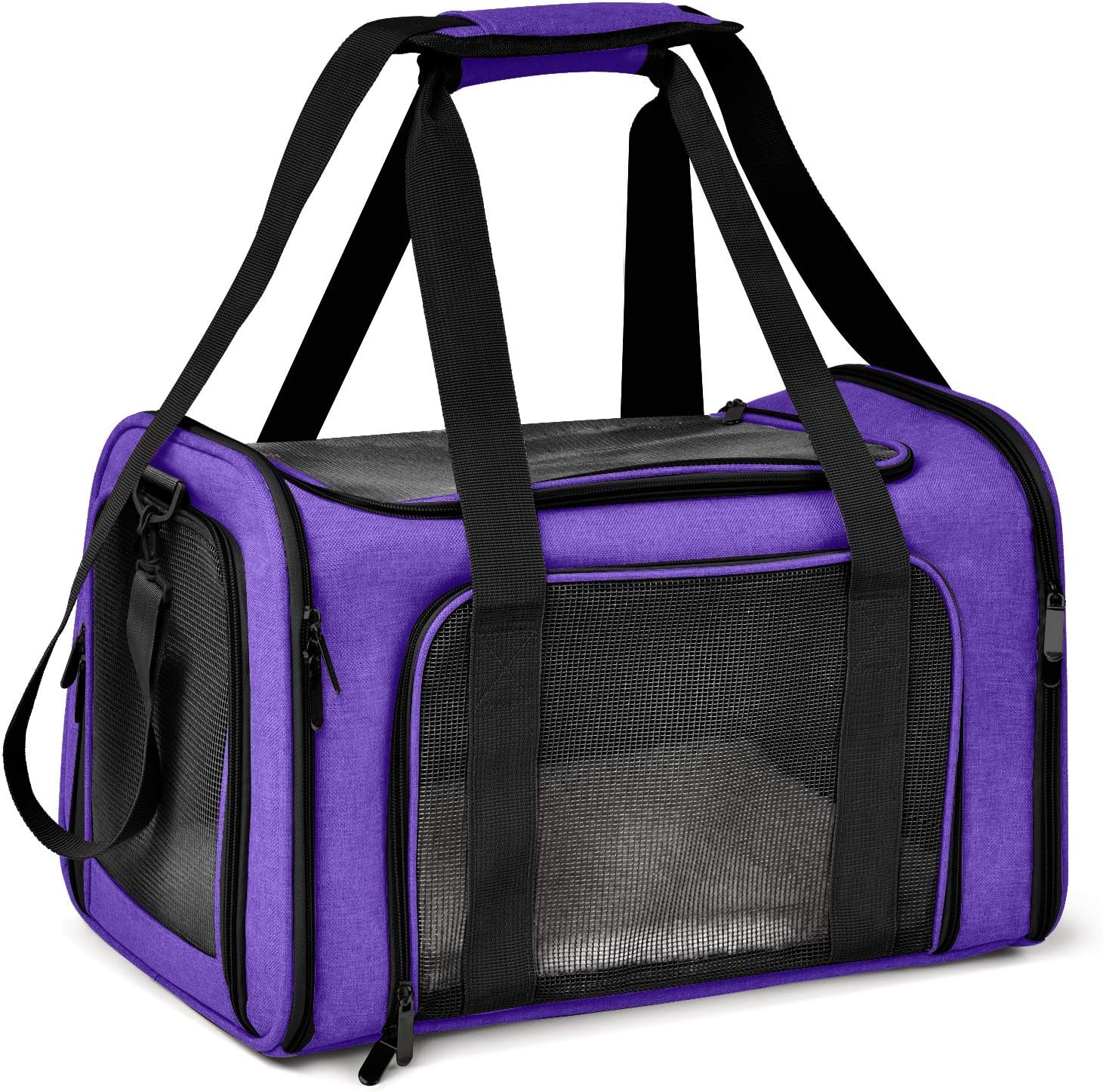 Henkelion Pet Carrier for Cats and Dogs – TSA Approved, Foldable, Soft-Sided, Up to 15 lbs – Black