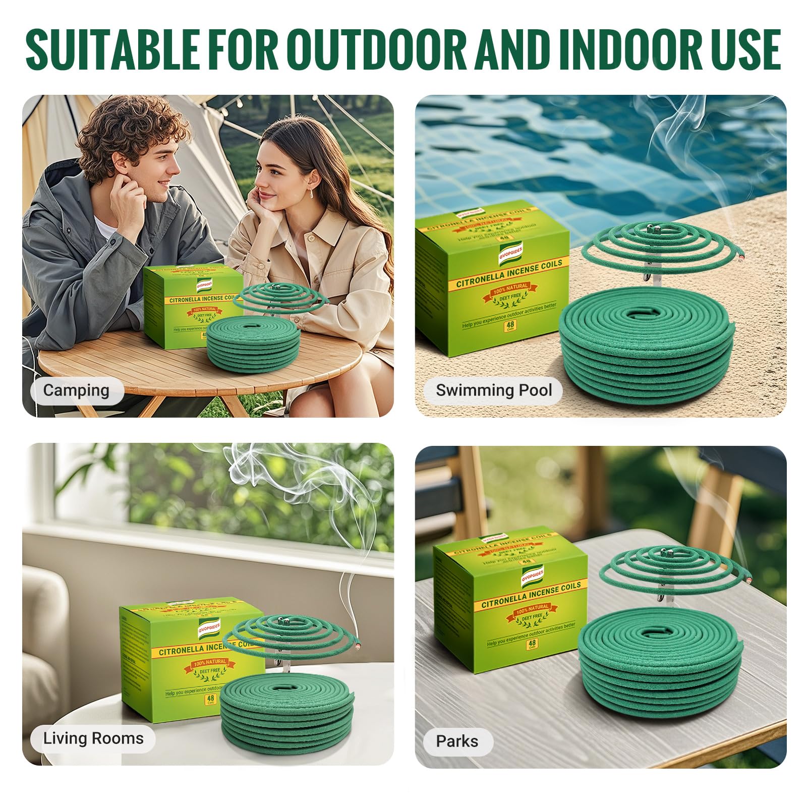 Citronella Mosquito Repellent Incense Coils – 48 Pieces per Box, Natural Plant-Based, Indoor & Outdoor Use