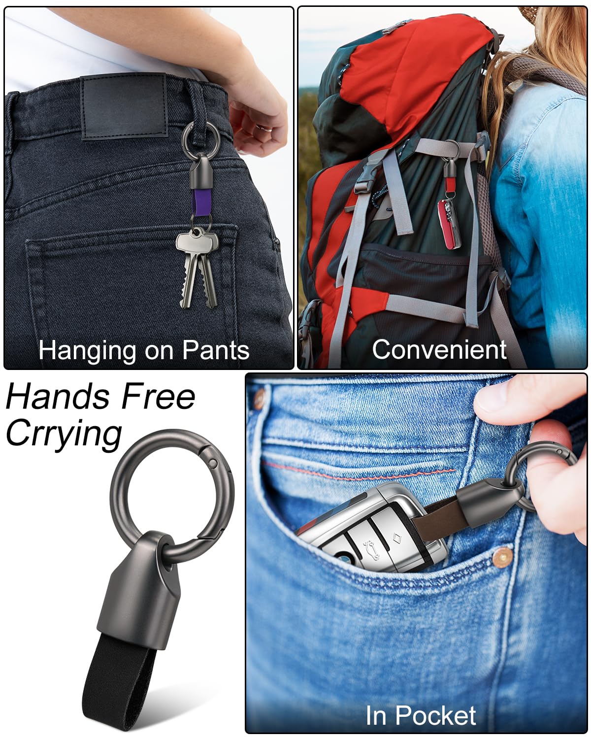 Whtawtaw Car Key Chain Clip - Small FOB Key Accessory with Metal Zinc Alloy Key Ring & Clasp