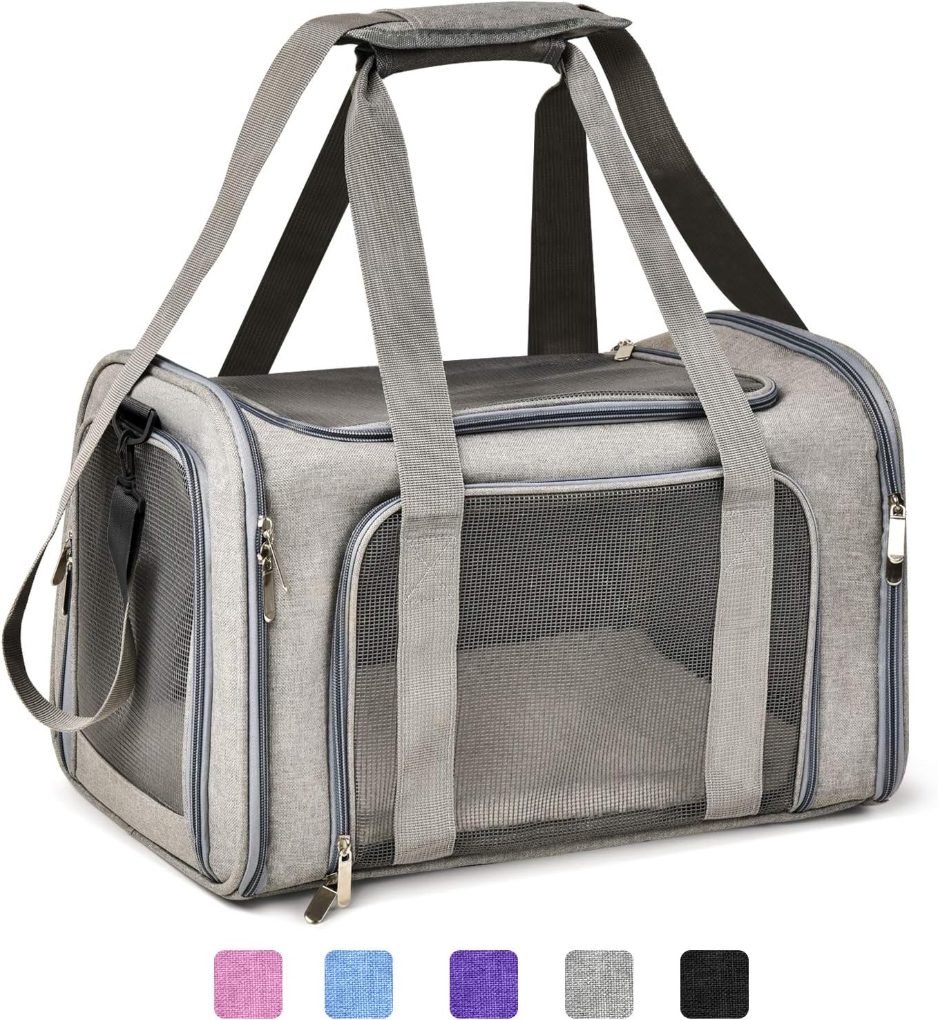 Henkelion Pet Carrier for Cats and Dogs – TSA Approved, Foldable, Soft-Sided, Up to 15 lbs – Black