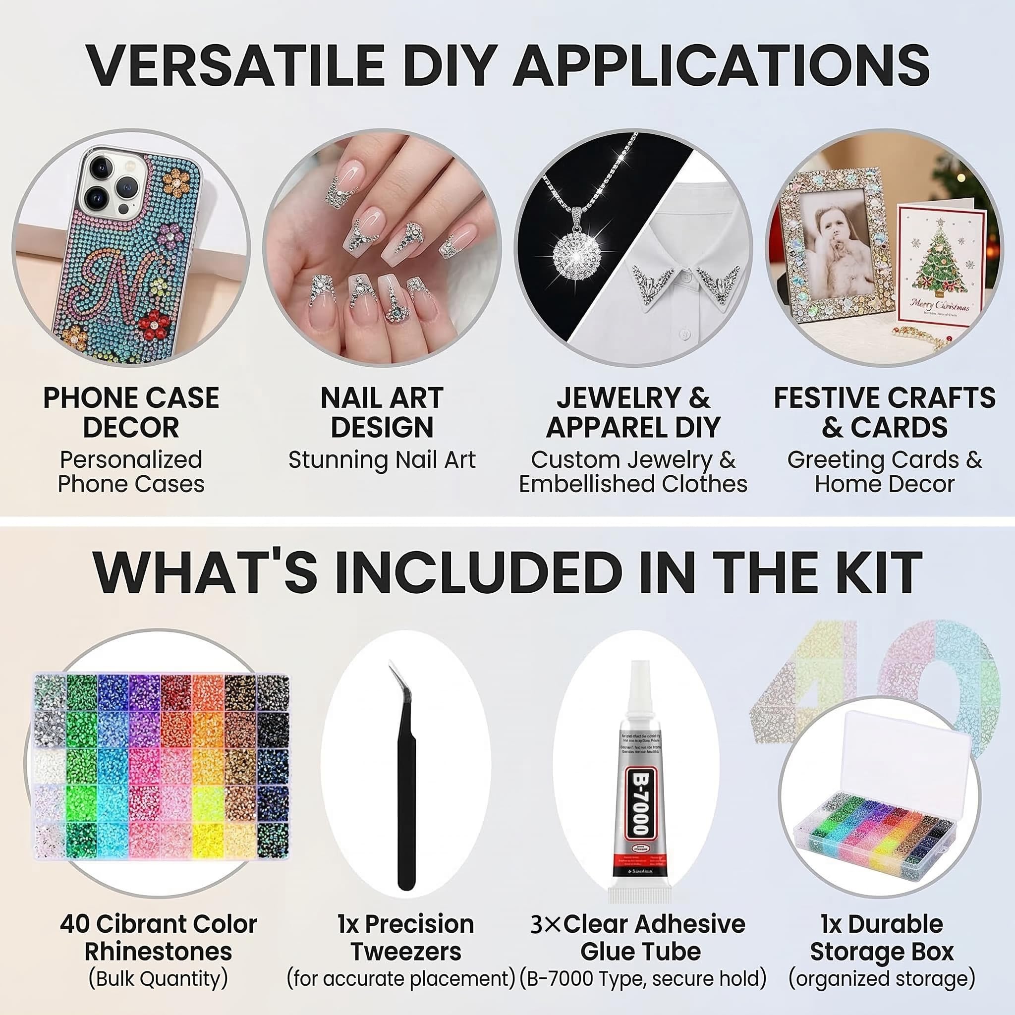 Resin Jelly Rhinestone Set – 320,000 Pieces, 3mm Flatback Gems Bulk Pack with 3 Glues, Pickup Pen & Tweezers for DIY Crafts, Nail Art, Cups, Shoes & Clothing Decoration (40 Colors)