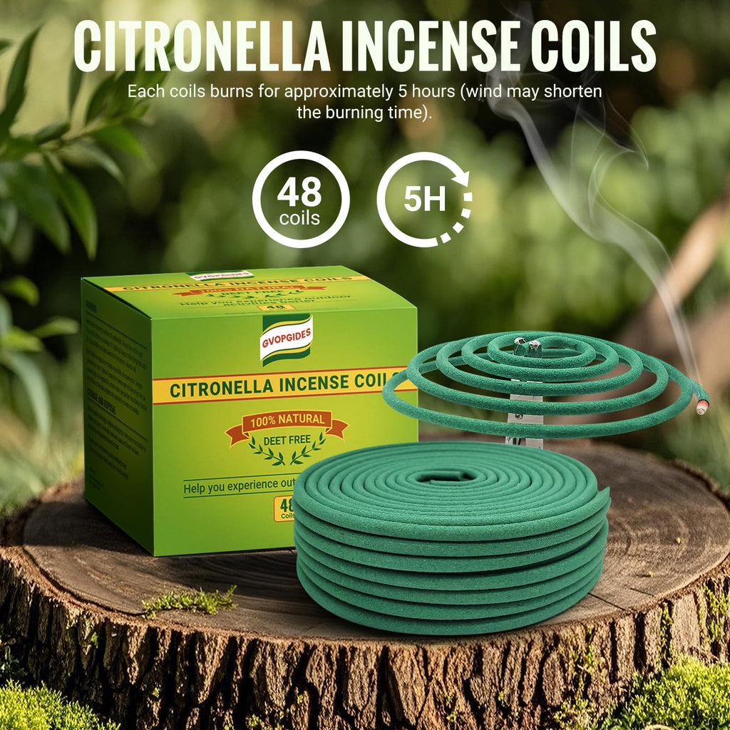 Citronella Mosquito Repellent Incense Coils – 48 Pieces per Box, Natural Plant-Based, Indoor & Outdoor Use