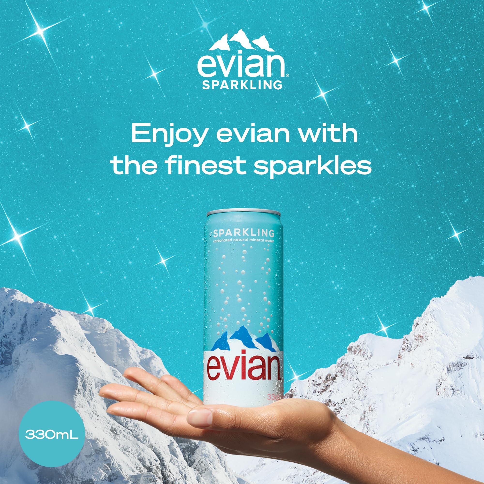 Evian Sparkling Water Cans 4 x 330ml — Awaken Your Senses