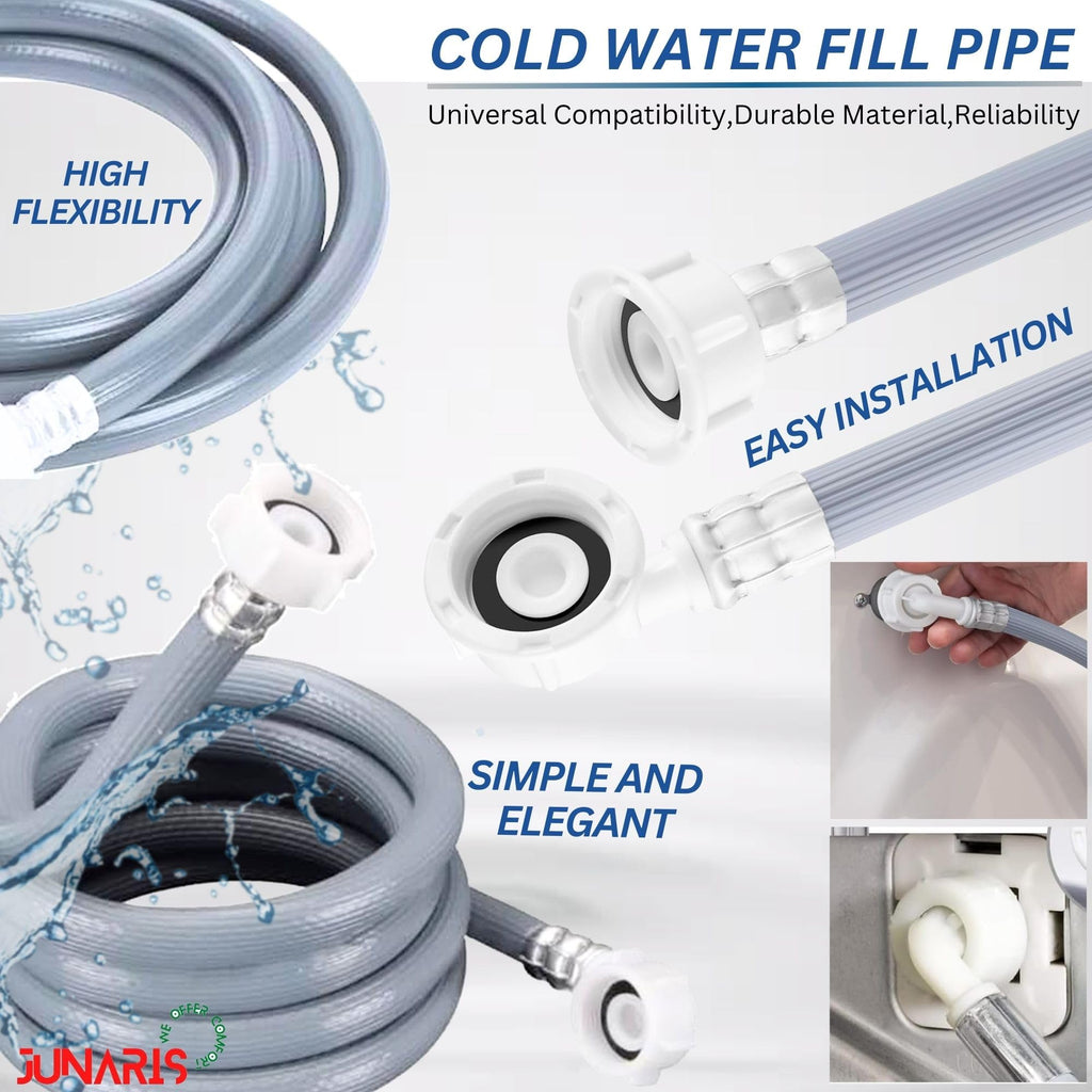 JUNARIS Universal Washing Machine & Dishwasher Inlet Hose - Cold & Hot Water Fill Pipe with 90° Flexible Elbow, Explosion-Proof Inlet Pipe (3 Meters)