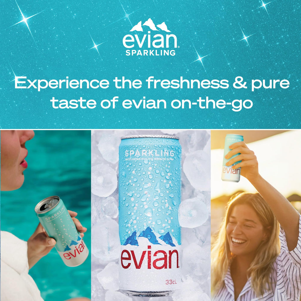 Evian Sparkling Water Cans 4 x 330ml — Awaken Your Senses