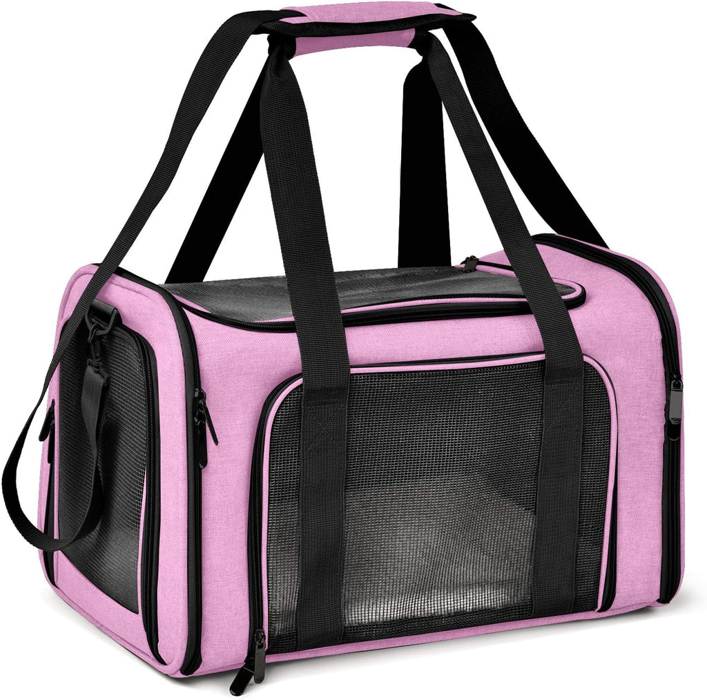 Henkelion Pet Carrier for Cats and Dogs – TSA Approved, Foldable, Soft-Sided, Up to 15 lbs – Black