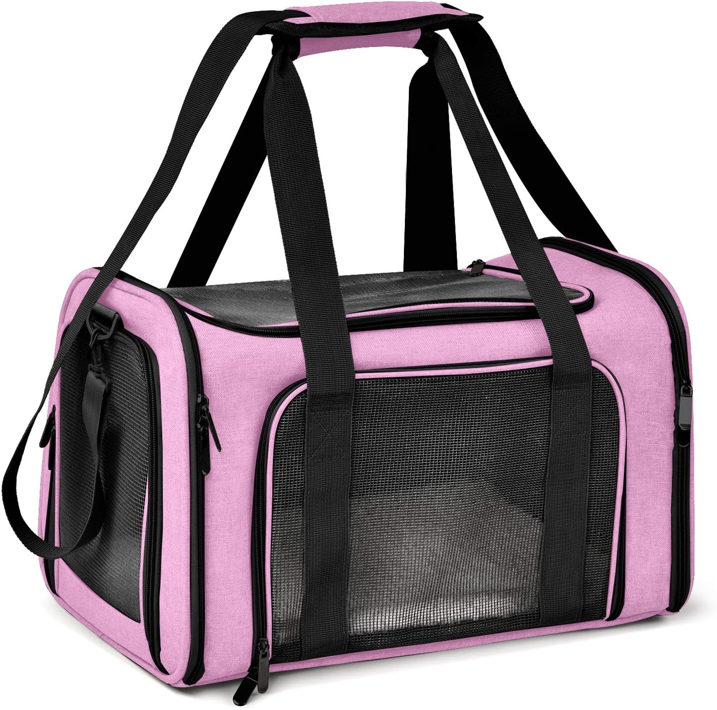 Henkelion Pet Carrier for Cats and Dogs – TSA Approved, Foldable, Soft-Sided, Up to 15 lbs – Black
