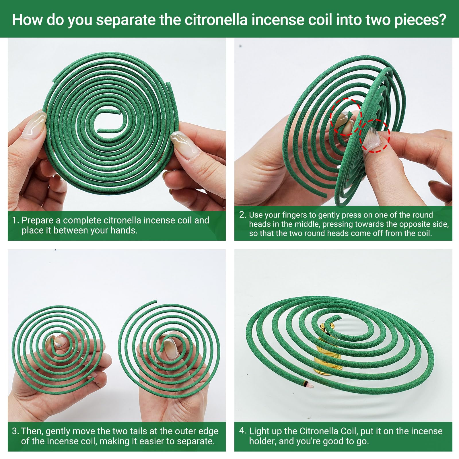 Citronella Mosquito Repellent Incense Coils – 48 Pieces per Box, Natural Plant-Based, Indoor & Outdoor Use