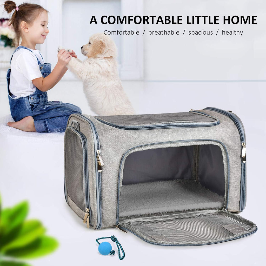 Henkelion Pet Carrier for Cats and Dogs – TSA Approved, Foldable, Soft-Sided, Up to 15 lbs – Black